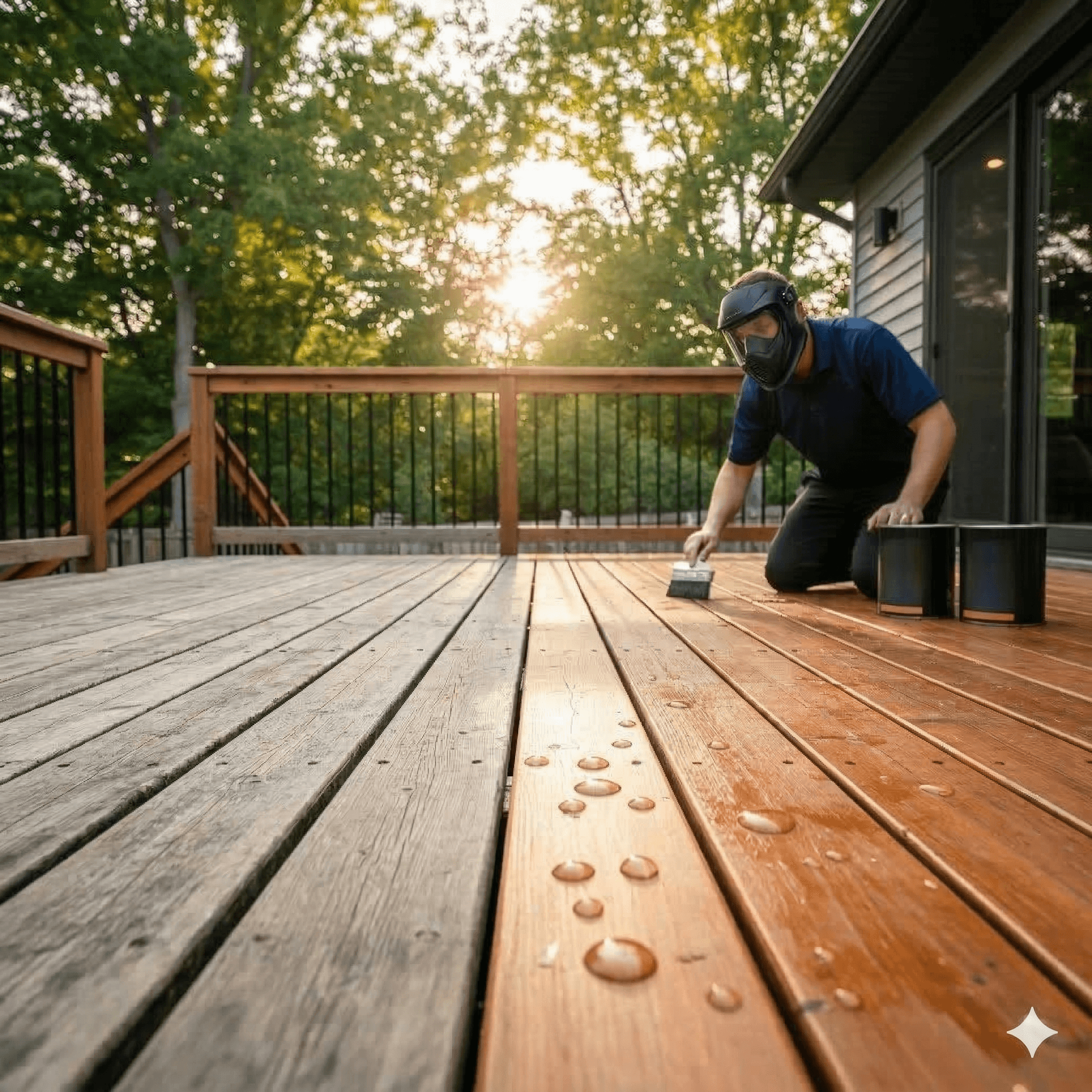 Professional deck staining and sealing service result by Deck Medic in Southern Ontario